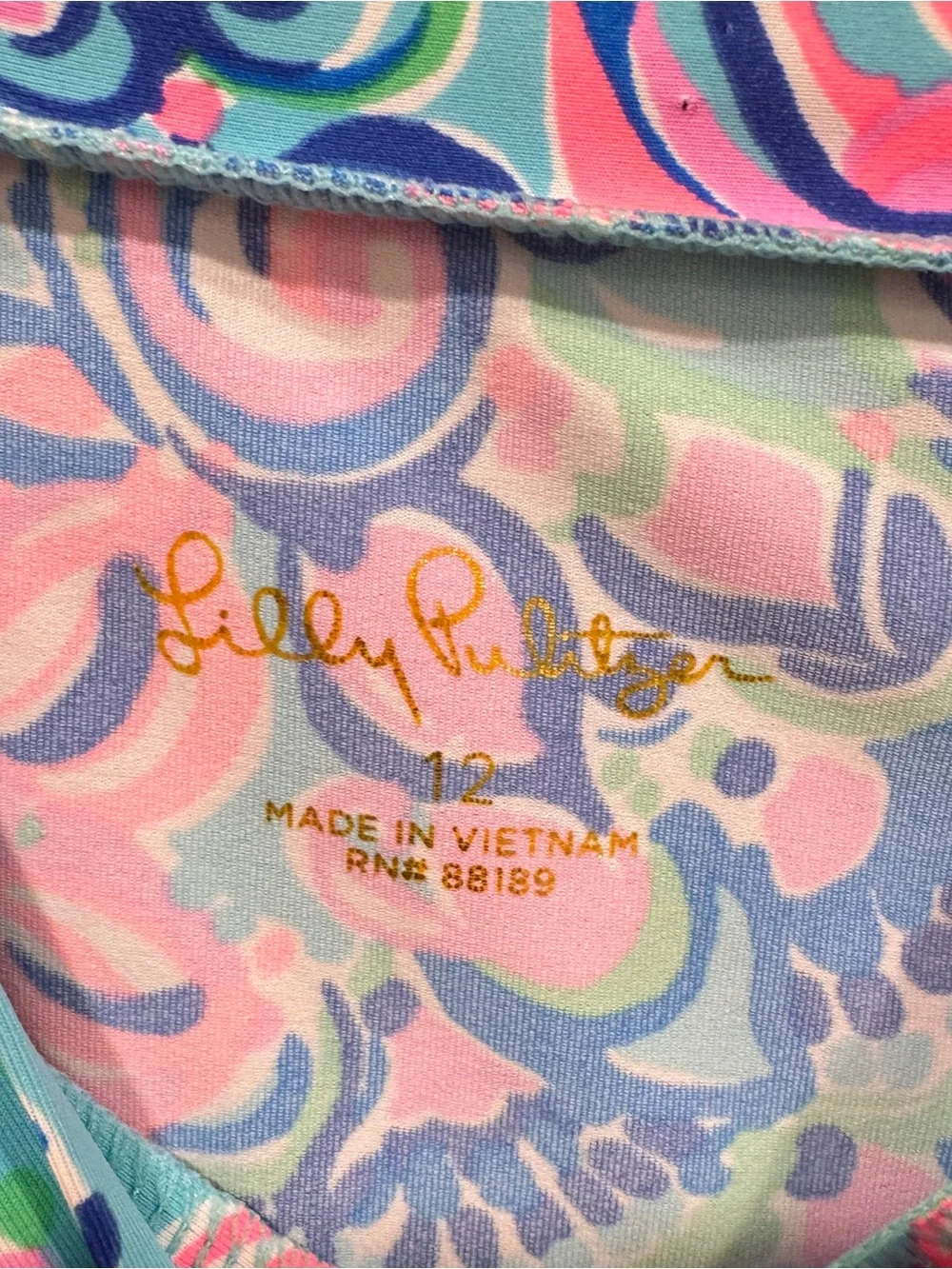 Lilly Pulitzer Long Sleeve Rashguard Swim Top Girls 12 Paisley Colorful Beach